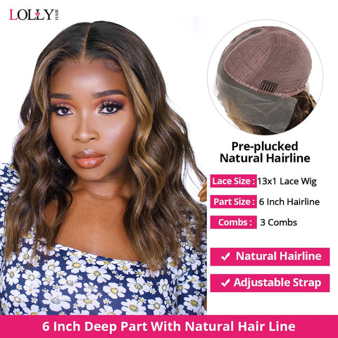 Image of Dillon Short Bob Human Hair pre-plucked body waves and middle part lace wigs.-FrenzyAfricanFashion.com