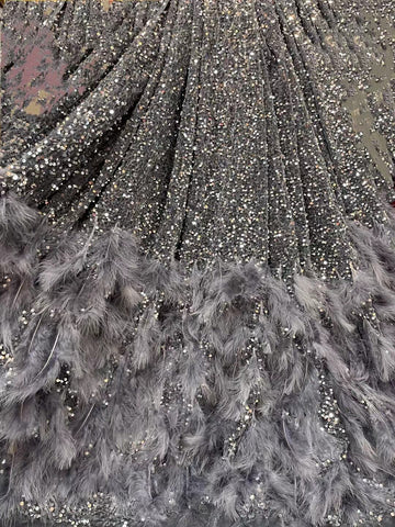 Image of French White Tulle 5 Yards Lace Fabric Fluffy Feather Voile Lace-FrenzyAfricanFashion.com