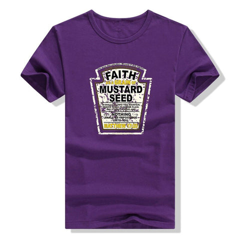 Image of Faith As A Grain of Mustard Seed Women's and Men's Christian Parody T-Shirt Tops Funny Aesthetic Clothes Short Sleeve Blouses-FrenzyAfricanFashion.com