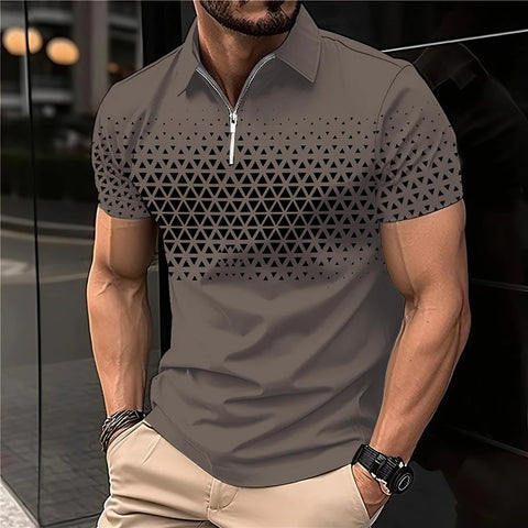 Image of Summer Men Short Sleeve Polo Shirt Fashion 3D T-Shir Lapel Golf Shirt Casual-FrenzyAfricanFashion.com
