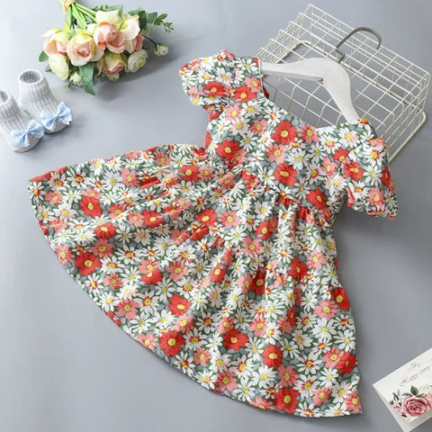 Image of Summer Toddler Dresses Baby Girl Clothes Cute Flowers Print Princess Dress-FrenzyAfricanFashion.com