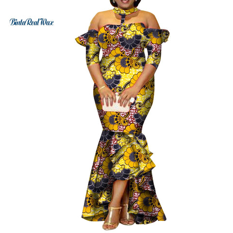 Image of African Dresses for Women Half Sleeve Long Dresses-FrenzyAfricanFashion.com