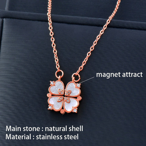 Image of crystal heart flower pendant stainless steel necklace gold silver chain-FrenzyAfricanFashion.com