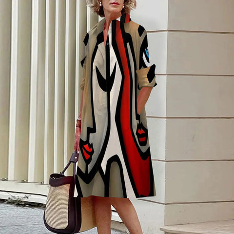 Image of Sexy Shirt Summer Dress Loose Fashion Lapel-FrenzyAfricanFashion.com