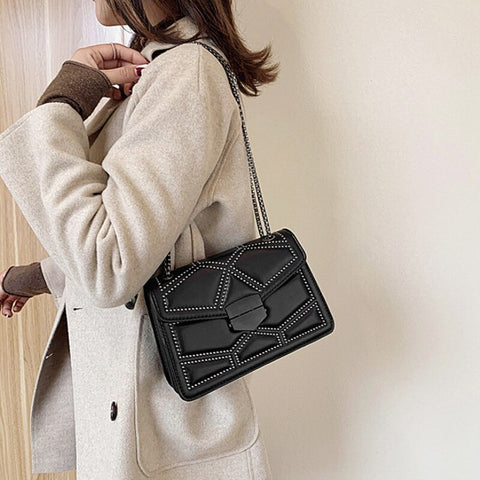 Image of Rivet Chain Small Crossbody Bags for Women 2022 Female Shoulder Messenger Bag Lady Luxury Handbags and Purses Luxury Designer-FrenzyAfricanFashion.com