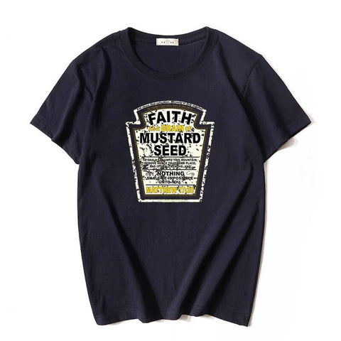 Image of Faith As A Grain of Mustard Seed Women's and Men's Christian Parody T-Shirt Tops Funny Aesthetic Clothes Short Sleeve Blouses-FrenzyAfricanFashion.com