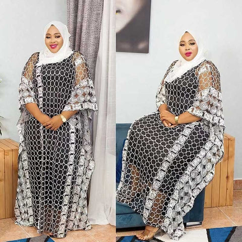 Image of Women Half Sleeve Polyester Long Evening Dresses-FrenzyAfricanFashion.com