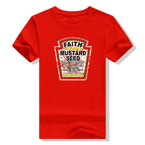 Image of Faith As A Grain of Mustard Seed Women's and Men's Christian Parody T-Shirt Tops Funny Aesthetic Clothes Short Sleeve Blouses-FrenzyAfricanFashion.com
