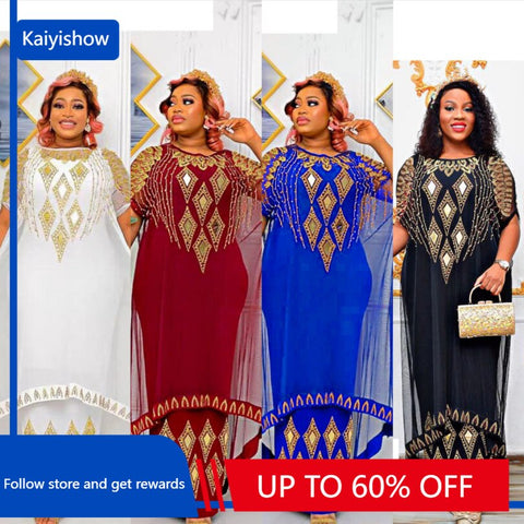 Image of Two-Piece African Dresses Mesh Caftan Dress Abaya Clothes-FrenzyAfricanFashion.com