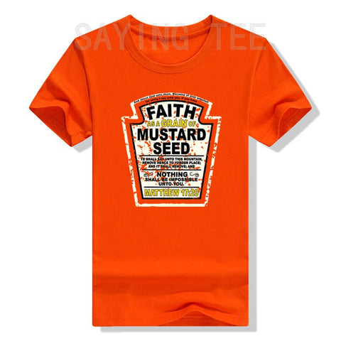 Image of Faith As A Grain of Mustard Seed Women's and Men's Christian Parody T-Shirt Tops Funny Aesthetic Clothes Short Sleeve Blouses-FrenzyAfricanFashion.com