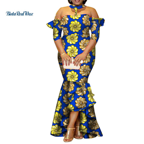 Image of African Dresses for Women Half Sleeve Long Dresses-FrenzyAfricanFashion.com