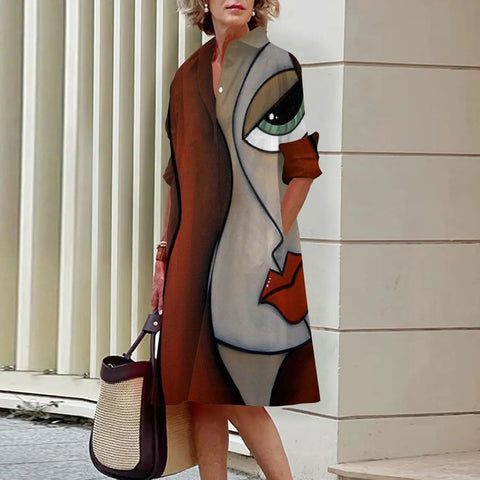 Image of Sexy Shirt Summer Dress Loose Fashion Lapel-FrenzyAfricanFashion.com