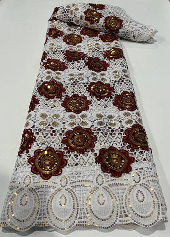 Image of Latest French Milk Silk Sequins Lace Fabric Guipure Cord Fabric-FrenzyAfricanFashion.com