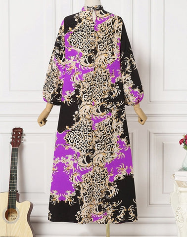 Image of Summer Maxi Dress Women Floral Printed Party Dresses Lantern Sleeve Sundress Bohemian-FrenzyAfricanFashion.com