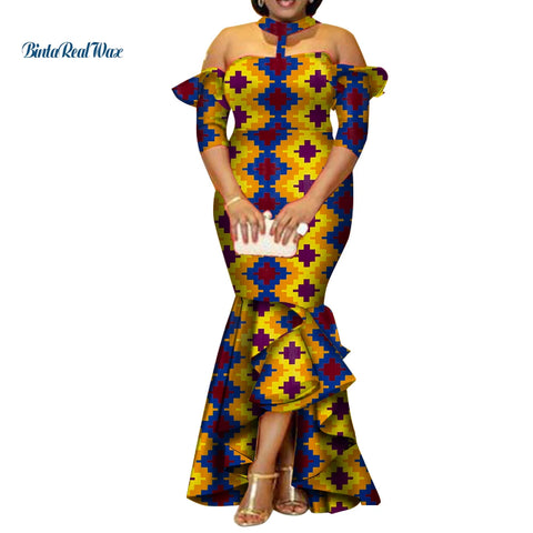 Image of African Dresses for Women Half Sleeve Long Dresses-FrenzyAfricanFashion.com