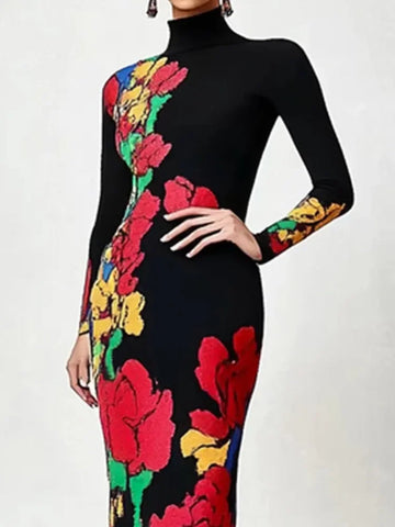 Image of Vintage Elegant Multi-Colored Floral Printed Evening Dresses-FrenzyAfricanFashion.com