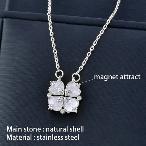 Image of crystal heart flower pendant stainless steel necklace gold silver chain-FrenzyAfricanFashion.com