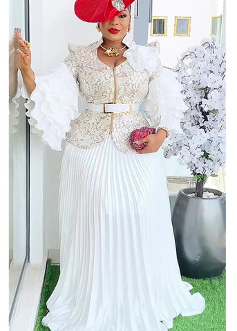 Image of African Clothes for Women 2 PCS Sets Tops And Skirts Suits Dashiki Ankara Turkey Outfits Gown Plus Size Wedding Party Dresses-FrenzyAfricanFashion.com