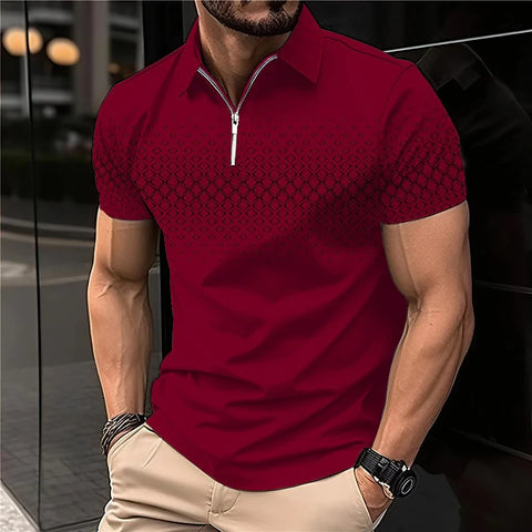 Image of Summer Men Short Sleeve Polo Shirt Fashion 3D T-Shir Lapel Golf Shirt Casual-FrenzyAfricanFashion.com