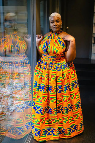 Image of african printing plus size polyester long dress-FrenzyAfricanFashion.com