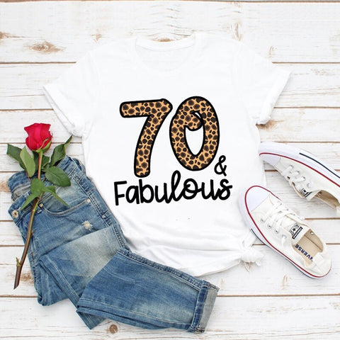 Image of Leopard Number 30 40 50 60 70 80 Happy Birthday T-Shirt Fabulous T Shirt Women Clothes-FrenzyAfricanFashion.com