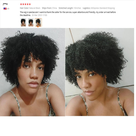 Image of Mongolian Afro Kinky Curly Human Hair Wigs Short Pixie Curl-FrenzyAfricanFashion.com