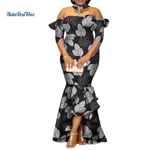 Image of African Dresses for Women Half Sleeve Long Dresses-FrenzyAfricanFashion.com