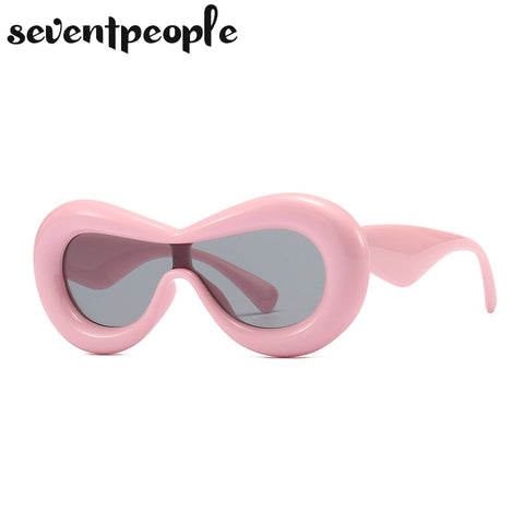 Image of Luxury Designer Mask Sunglasses Women Fashion Cat Eye Sun Glasses for Female New In One-Pieces Sunglass Men Trending Products-FrenzyAfricanFashion.com