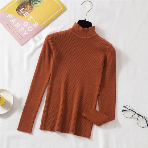 Image of Women Sweater Turtleneck Knitted Long Sleeve Winter Black Pullover-FrenzyAfricanFashion.com