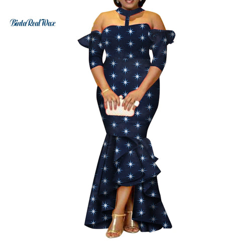 Image of African Dresses for Women Half Sleeve Long Dresses-FrenzyAfricanFashion.com