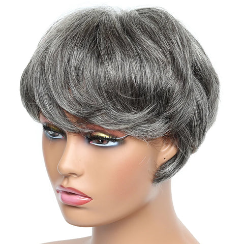 Image of Cheap Human Hair Wigs Short Bob Pixie Cut Wig Human Hair For Women perruque cheveux humain Brazilian Hair Colored Wig With Bangs-FrenzyAfricanFashion.com