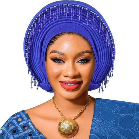 Image of Already Made African Headtie Women's Turban Cap Female Head Wraps Nigeria Wedding Auto Geles Party Headwear Hat African Headtie-FrenzyAfricanFashion.com