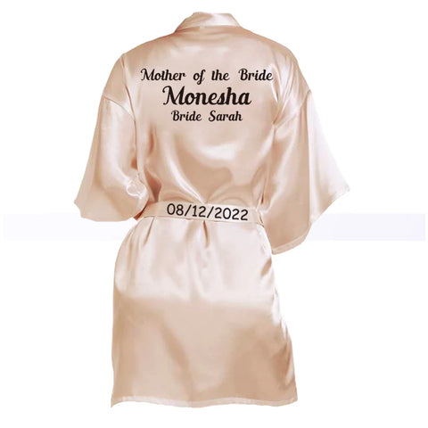 Image of Customized Logo Wedding Bathrobe Faux Silk Bridal Robe Bride Bridesmaid Wedding Robes Woman Bachelorette Hen Party-FrenzyAfricanFashion.com