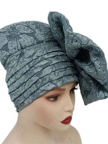 Image of Big Flowers Pleated Top Hats Headtie-FrenzyAfricanFashion.com