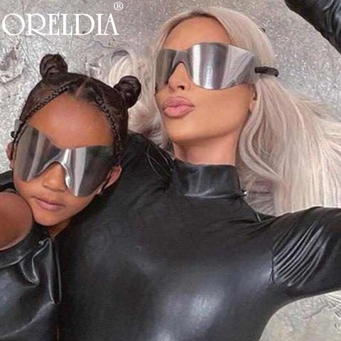 Image of New Oversoized Punk Rimless Sunglasses Women Men Luxury One Piece Sun Glasses Female Brand Designer Y2k Eyeglasses De Sol Oculos-FrenzyAfricanFashion.com