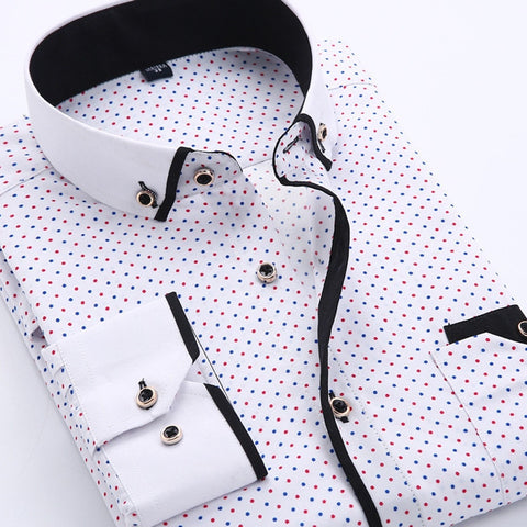 Image of Jenkins Dress Shirt Long Sleeve Slim Fit Button Down Collar Business Shirts-FrenzyAfricanFashion.com