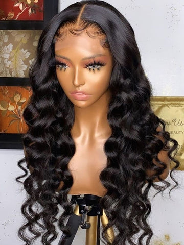 Image of High Density Loose Natural Wave Lace Front Human Hair Wigs-FrenzyAfricanFashion.com