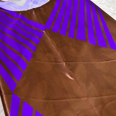 Image of Purple African Dresses For Women Traditional Wedding Party Clothing Original Riche Dashiki Robe Printed Evening Gowns With Scarf-FrenzyAfricanFashion.com