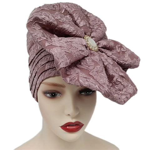 Image of Big Flowers Pleated Top Hats Headtie-FrenzyAfricanFashion.com