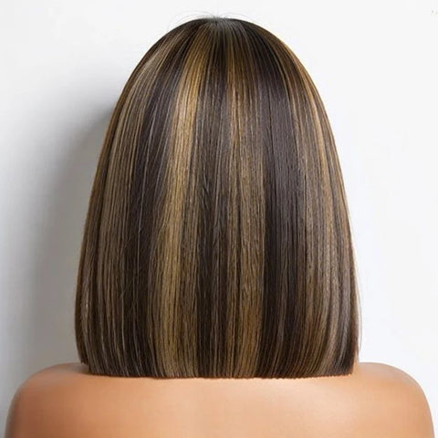 Image of Human Hair Bob Wig Short Bone Straight Bob Wig Lace Front-FrenzyAfricanFashion.com