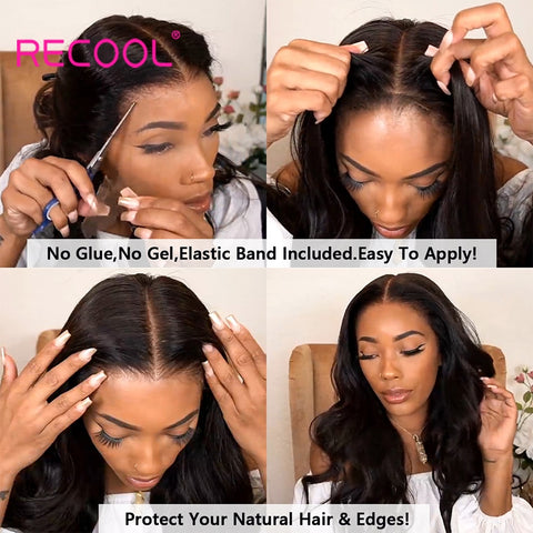 Image of Glueless Lace Front Human Hair Wigs Full Body Wave HD Lace Frontal Wig 13x6 Transparent Lace Wigs For Women Human Hair-FrenzyAfricanFashion.com