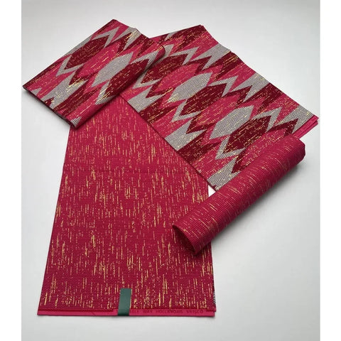 Image of Blue kente Wax Print Fuchsia Fabric Dress Craft DIY Cotton Nananom-FrenzyAfricanFashion.com