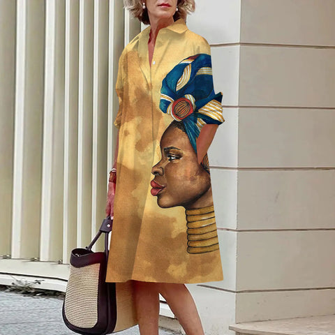 Image of Sexy Shirt Summer Dress Loose Fashion Lapel-FrenzyAfricanFashion.com