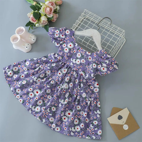 Image of Summer Toddler Dresses Baby Girl Clothes Cute Flowers Print Princess Dress-FrenzyAfricanFashion.com