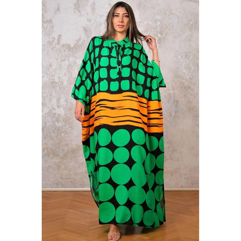 Image of Maxi Dress Batwing Sleeve Tunic Spring Autumn Beach Dress Kaftan Cover-ups-FrenzyAfricanFashion.com