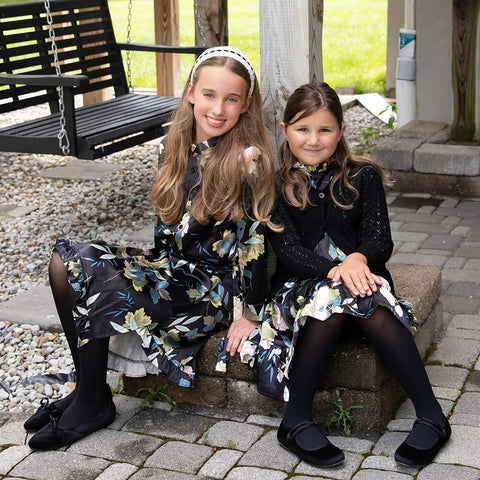 Image of Autumn Girls Blue Floral Dress-FrenzyAfricanFashion.com