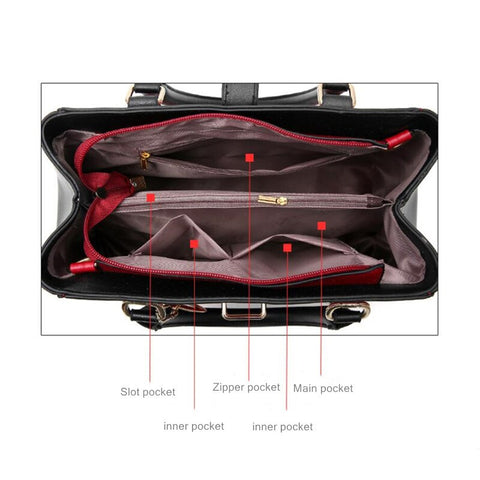 Image of Fashion Women Bag Pu Leather Luxury Totes Famous Design Ladies Shoulder Large Capacity Purse Handbag In Black-FrenzyAfricanFashion.com