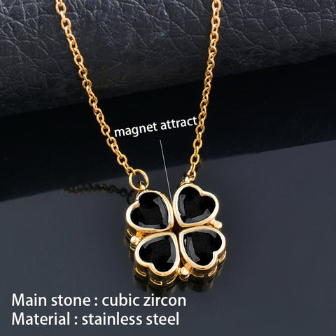 Image of crystal heart flower pendant stainless steel necklace gold silver chain-FrenzyAfricanFashion.com