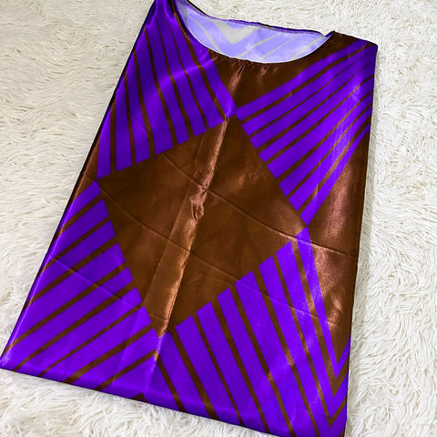 Image of Purple African Dresses For Women Traditional Wedding Party Clothing Original Riche Dashiki Robe Printed Evening Gowns With Scarf-FrenzyAfricanFashion.com