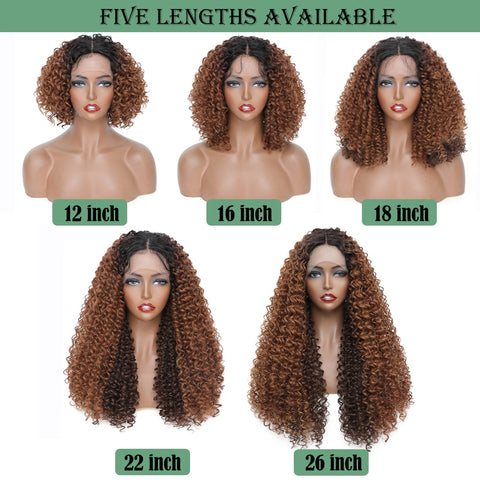 Image of Ombre Brown Kinky Curly Lace Front Wigs-FrenzyAfricanFashion.com
